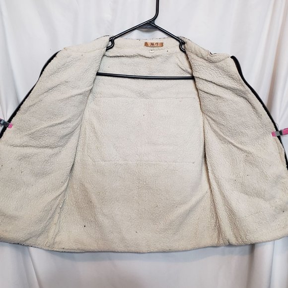 Disturbed Upcycled Denim Vest Adult Sm Faux Sherpa - Picture 6 of 8